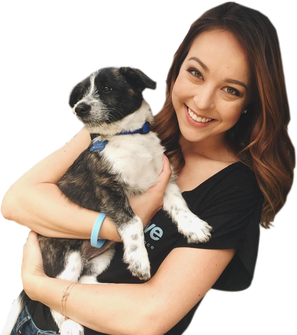 Girl-New Woman holding a cute puppy at a puppy love™ event.