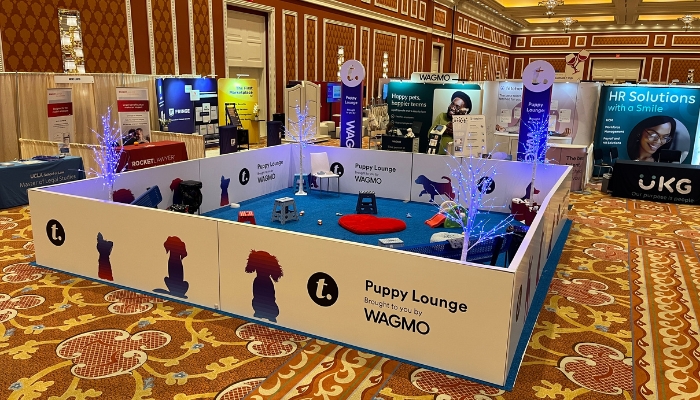 Wagmo and Puppy Love Transform 2024 Puppy Lounge set up at the Wynn