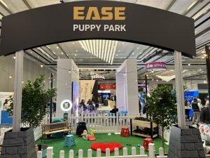 Corporate wellness event with puppies